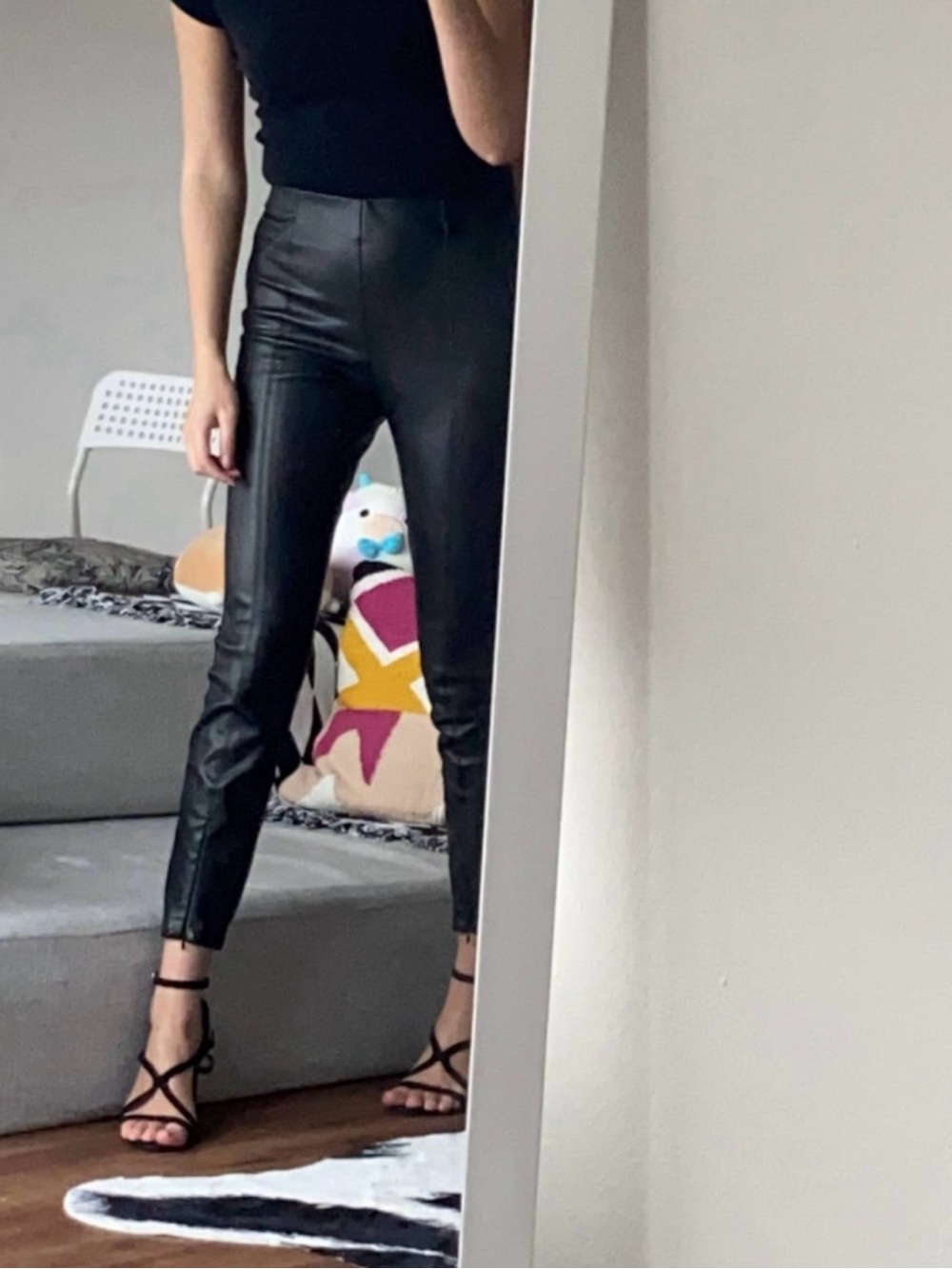 Zara Black Faux Leather Skinny Ankle Pants